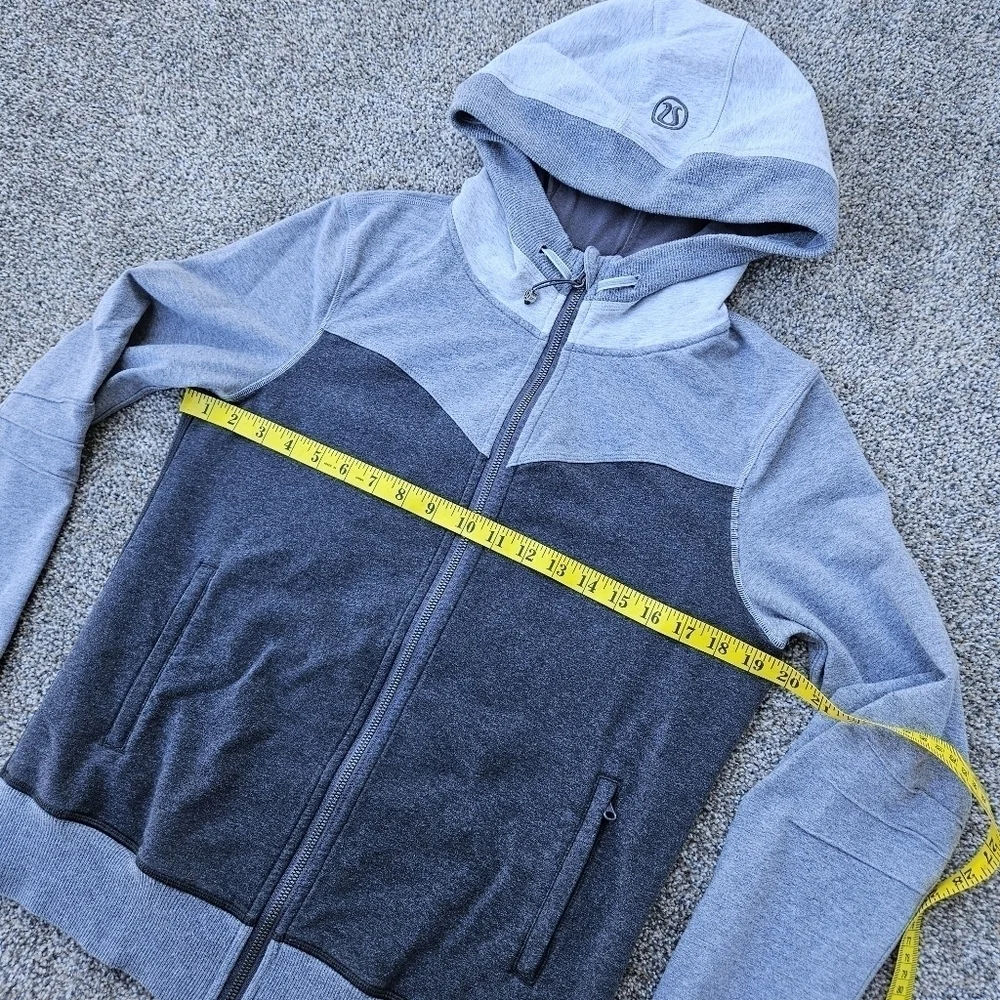 Lululemon Bliss Break Zip Hoodie Heathered Gray Color Block Sweatshirt Size 8